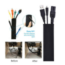 2* Cable Management Sleeve Zipper Wrap Cord Organizer For Home Office Black New