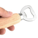 5pcs Stainless Steel Bottle Opener Wood Handle Drink Beer Lid Kitchen Launcher
