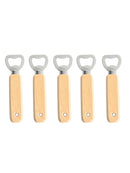 5pcs Stainless Steel Bottle Opener Wood Handle Drink Beer Lid Kitchen Launcher