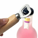 5pcs Stainless Steel Bottle Opener Wood Handle Drink Beer Lid Kitchen Launcher