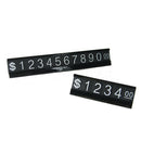 Price Display Counter Stand Label Tag Adjustable Number and Base(White on Black)