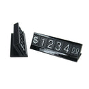 Price Display Counter Stand Label Tag Adjustable Number and Base(White on Black)