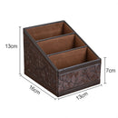 Remote Control Organizer Caddy 3 Slot PU Leather Storage Holder TV Stand Brown