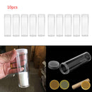 10pcs 30mm Plastic Portable Tube Holder Clear Round Cases Coin Storage Box