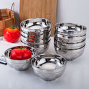 Stainless Steel Double Layer Rice Bowls Metal Insulated Soup Bowl For Kids