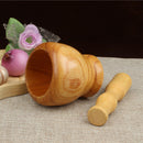 Wooden Mortar Pestle Garlic Ginger Mixing Grinding Spice Crusher Bowl Set