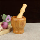Wooden Mortar Crusher Spice Grinding Bowl Garlic Pestle Kitchen Tool