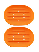 Durable Plate Tray Drain Bathroom Silicone Soap Dish Storage Holder Soapbox