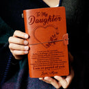 To My Daughter Face Challenges Love Mom Engraved Leather Journal Notebook Diary