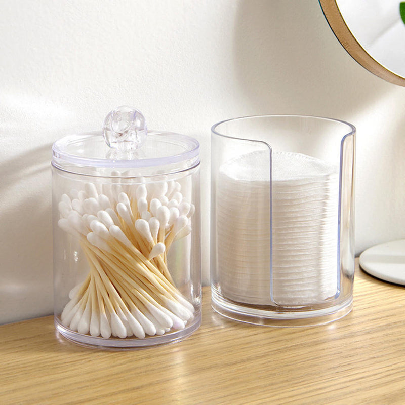 Cotton Swab Storage Holder Clear Transparent Pads Organizer Cosmetic Accessories