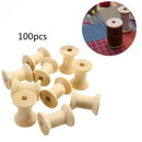 100* Wooden Empty Thread Spools Classic Bobbin DIY Sewing Notion 27mm*16mm Best