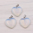12pcs Heart Shape Stone Pendants Chakra Beads DIY Crystal Charms Assorted Color