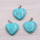 12pcs Heart Shape Stone Pendants Chakra Beads DIY Crystal Charms Assorted Color