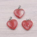 12pcs Heart Shape Stone Pendants Chakra Beads DIY Crystal Charms Assorted Color