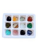 12pcs Heart Shape Stone Pendants Chakra Beads DIY Crystal Charms Assorted Color