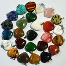 12pcs Heart Shape Stone Pendants Chakra Beads DIY Crystal Charms Assorted Color