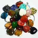 12pcs Heart Shape Stone Pendants Chakra Beads DIY Crystal Charms Assorted Color