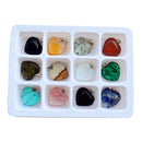 12pcs Heart Shape Stone Pendants Chakra Beads DIY Crystal Charms Assorted Color
