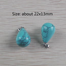 Water Drop Shape Natural Stone Flower Healing Pendant For DIY Necklace Gift