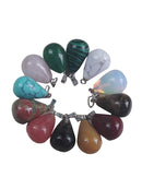 Water Drop Shape Natural Stone Flower Healing Pendant For DIY Necklace Gift