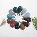 Water Drop Shape Natural Stone Flower Healing Pendant For DIY Necklace Gift