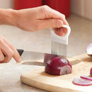 2x Stainless Steel+Plastic Easy Cut Onion Holder Tomato Cutter All In One