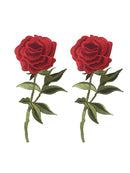 2 x Embroidery Rose Flower Sew-on Patch Badge Bag Hat Jeans Dress Applique Craft