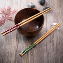 10 pairs/lot Wooden Chopsticks Engraved Bamboo Chinese Retro Nation Style