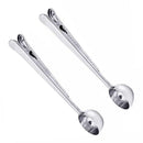 2x Stainless Steel Coffee Measuring Spoon With Sealing Clip Kitchen Scoop Gadget