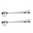 2x Stainless Steel Coffee Measuring Spoon With Sealing Clip Kitchen Scoop Gadget
