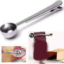 2x Stainless Steel Coffee Measuring Spoon With Sealing Clip Kitchen Scoop Gadget