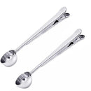2x Stainless Steel Coffee Measuring Spoon With Sealing Clip Kitchen Scoop Gadget