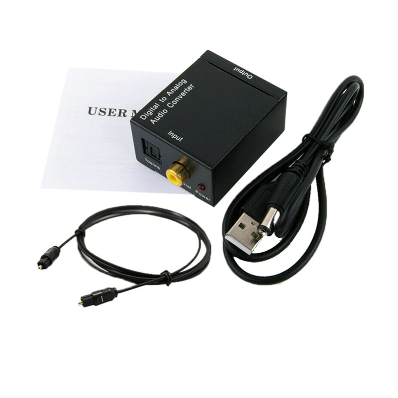 Digital Toslink Coaxial Optical to Analog Audio Converter Adapter L/R RCA 3.5mm
