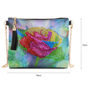 Flower Shaped Diamond Painting Leather Crossbody Bag Metal Chain DIY Crafts