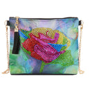 Flower Shaped Diamond Painting Leather Crossbody Bag Metal Chain DIY Crafts