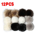 12pcs Faux Fur PomPom Ball Fluffy Ball Pendant Accessories For Bags Hat Keychain