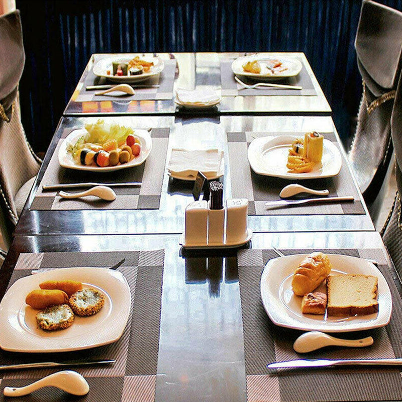 6 pc Placemats Table Mats Woven Vinyl PVC Heat Resistant Placemats Decor 18"x12"