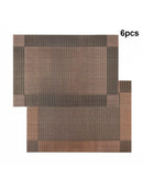 6 pc Placemats Table Mats Woven Vinyl PVC Heat Resistant Placemats Decor 18"x12"