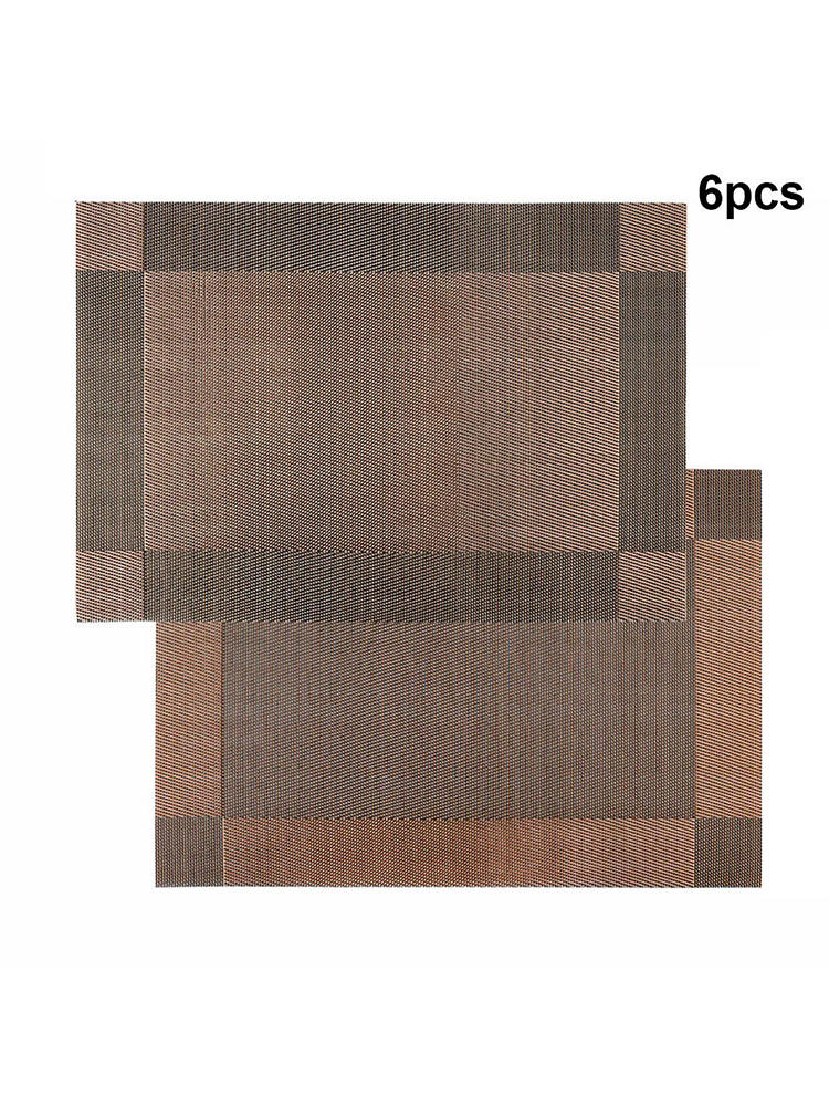 6 pc Placemats Table Mats Woven Vinyl PVC Heat Resistant Placemats Decor 18"x12"