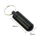5pcs Black Waterproof Aluminum Pill Box Case Holder Keychain Container New