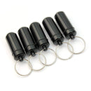 5pcs Black Waterproof Aluminum Pill Box Case Holder Keychain Container New