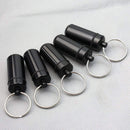 5pcs Black Waterproof Aluminum Pill Box Case Holder Keychain Container New
