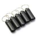 5pcs Black Waterproof Aluminum Pill Box Case Holder Keychain Container New