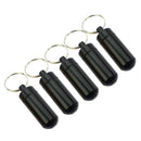 5pcs Black Waterproof Aluminum Pill Box Case Holder Keychain Container New