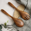 2Pcs/set Bamboo Wood Cooking Utensil Set Cookware Spatula Fork Spoon New Hot