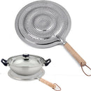 Flame Simmer Ring Heat Diffuser with Wood Handle for Electric Gas Stovetops
