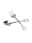 2Pcs Kitchen Stainless Steel Western Dessert Shovel Spoon and Fork Cutlery