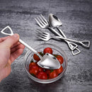 2Pcs Kitchen Stainless Steel Western Dessert Shovel Spoon and Fork Cutlery