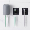3Pcs Toothbrush Holder Mouthwash Cup Storage Rack Wall-mounted With Three Hooks