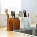 Rattan Chopsticks Cage 3 Lattices Tableware Drain Holder Organizer 2 Pcs/Set